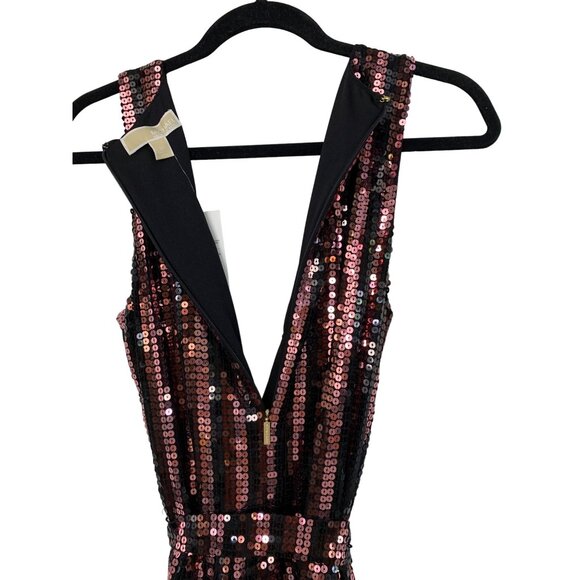Michael Kors Sequin surplice Jumpsuit M Stretch Crop Wide Leg Sleeveless 7796 - Picture 11 of 16